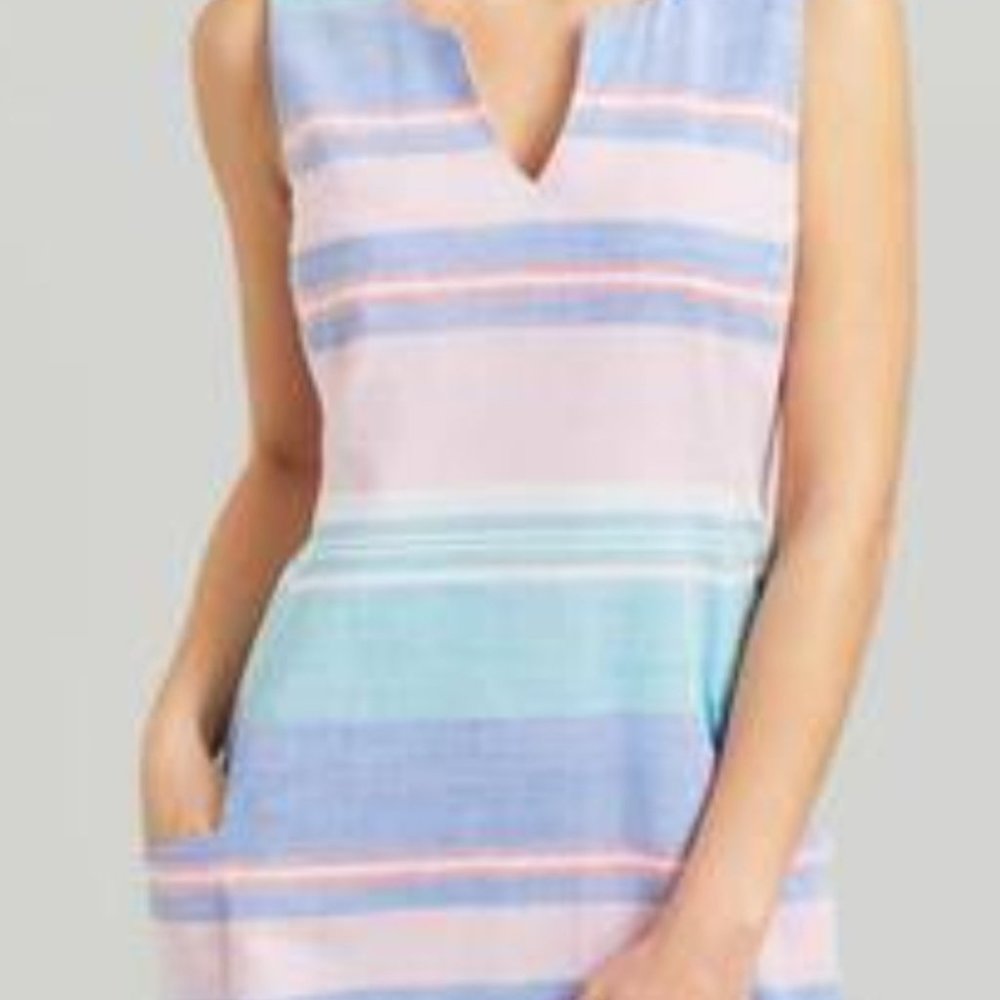 NWOT Joules pastel linen sheath dress with pockets.  Size 16